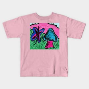 Butterfly and Mushroom Kids T-Shirt